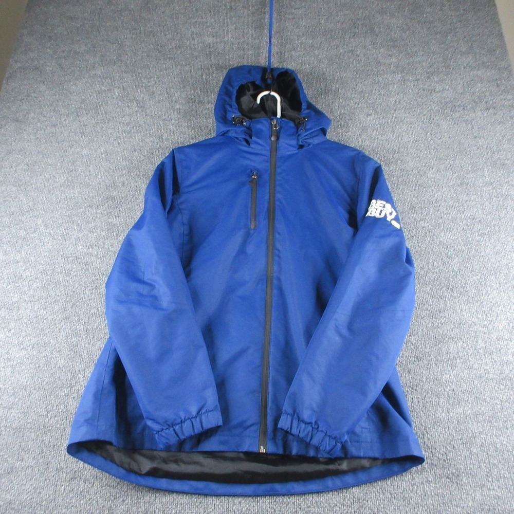 Best Buy Jacket Womens XL Blue Hooded Full Zip Employee Logo Workwear Coat